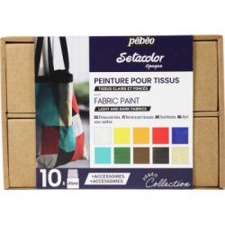 Pebeo Setacolor Dark Opaque Fabric Painting Set 10 x 45ml & Accessories 758482  